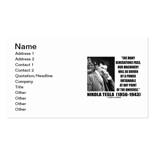 Tesla Our Machinery Driven Power Obtainable At Any Business Card Templates (front side)