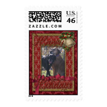 Tess & Priscilla Red Golden Bells Christmas postage by FrankzPawPrintz Tess & Priscilla Red Golden Bells Christmas postage