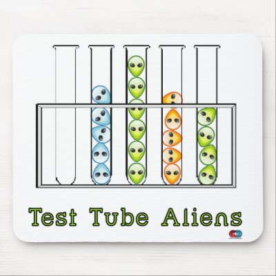 Test Tube Aliens Mouse Pad by clarachandler
