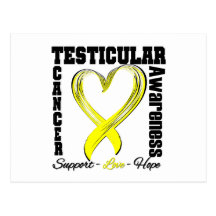 Testicular Cancer Awareness Brushed Heart Ribbon Postcard