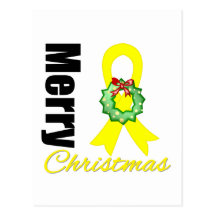 Testicular Cancer Awareness Merry Christmas Ribbon Postcard