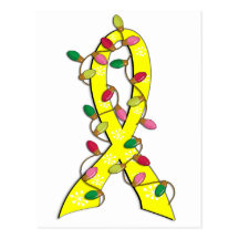 Testicular Cancer Christmas Lights Ribbon Post Cards