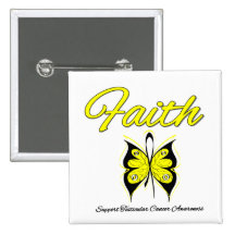 Testicular Cancer Faith Butterfly Ribbon Pinback Buttons