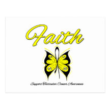 Testicular Cancer Faith Butterfly Ribbon Post Card