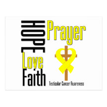 Testicular Cancer Hope Love Faith Prayer Cross Postcard