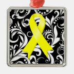 Testicular Cancer Ribbon Deco Noir Christmas Ornament