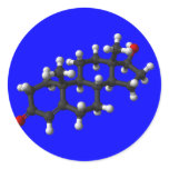 Testosterone in 3D Round Stickers
