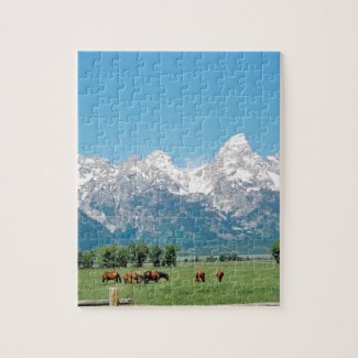 Tetons and Horses Jigsaw Puzzle