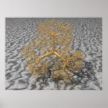 Tetrahedron Fractal of Gold Posters
