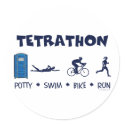 Tetrathon Triathlon T-shirt stickers by familyfanclub Tetrathon Triathlon T-shirt stickers