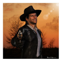 "TEX" Marshall Sexy Cowboy Art Sunset Print