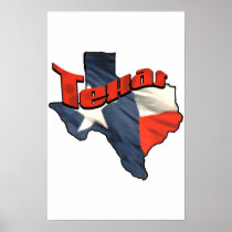 Texan Lone Star State retro flag map of Texas Posters