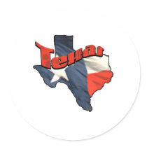 Texan Lone Star State retro flag map of Texas stickers