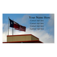 Texas and United States Flag on Tower Business Card Template