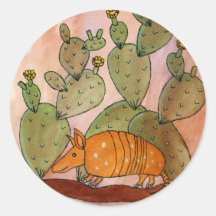 Texas Armadillo Round Stickers