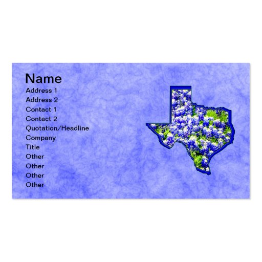 TEXAS BLUEBONNETS BUSINESS CARD TEMPLATE (front side)