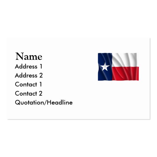 TEXAS BUSINESS CARDS (front side)