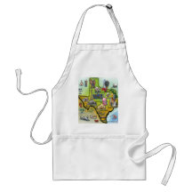 Texas Cartoon Map Aprons