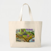TEXAS Cartoon Map Canvas Bag