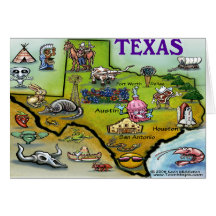 TEXAS Cartoon Map Cards