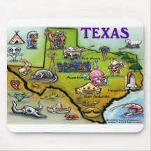 TEXAS Cartoon Map Mousepad