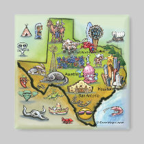 Texas Cartoon Map magnets