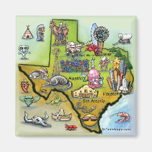 Texas Cartoon Map Refrigerator Magnet