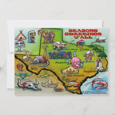 TEXAS Christmas Map invitations