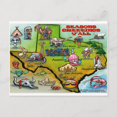 TEXAS Christmas Map postcards