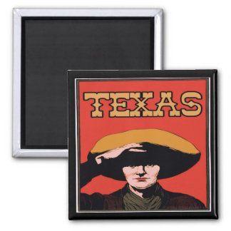 Texas Cowboy 2 Inch Square Magnet