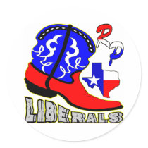 Texas Cowboy Boot Crushing Liberals Sticker