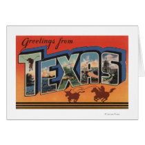 Texas (Cowboy Roping Bull)Large Letter Scenes Card