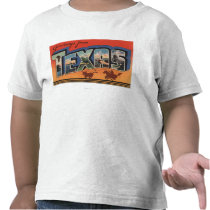 Texas (Cowboy Roping Bull)Large Letter Scenes Tshirts