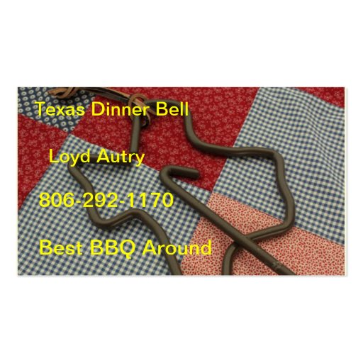 texas dinner bell business card (front side)