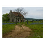 Texas farm house with bluebonnets postcards