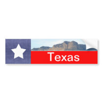 Texas Flag and Mountains Bumper Sticker