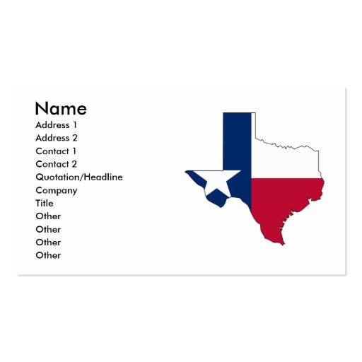 Texas Flag Map Business Cards (front side)
