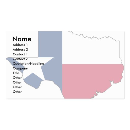 Texas Flag Map Business Cards (front side)