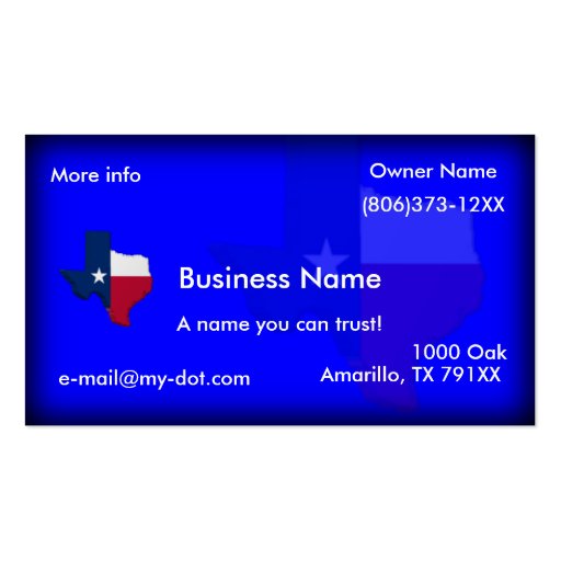 Texas Flag-Map (Dark Blue) Business Card Templates