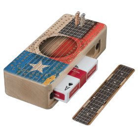 Texas Flag on Old Acoustic Guitar Maple Cribbage Board