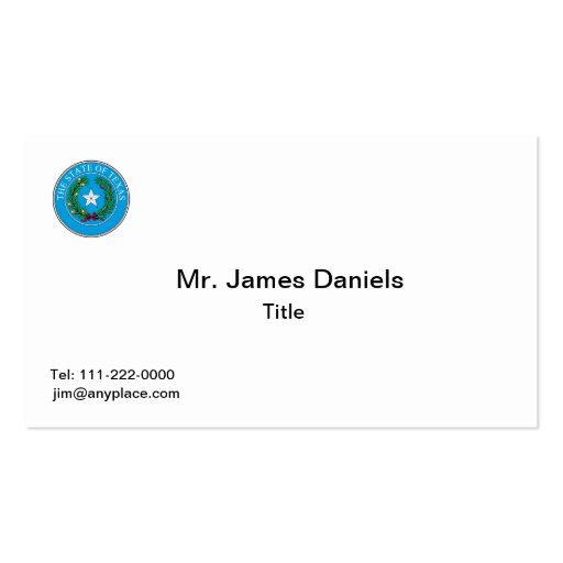 Texas Great Seal Business Card Template (front side)