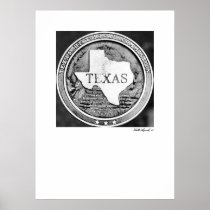 Texas Historical Society Seal in Bronze Posters