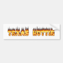 Texas hottie fire and flames bumper sticker