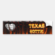 Texas Hottie fire and red marble heart. Bumper Stickers