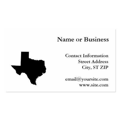 Texas in Black and White Business Card Templates (front side)