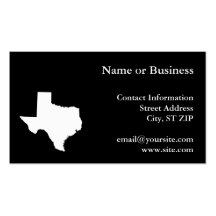 Texas in White and Black Business Card Templates