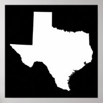 Texas in White and Black Print