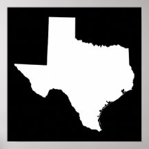 Texas in White and Black Print