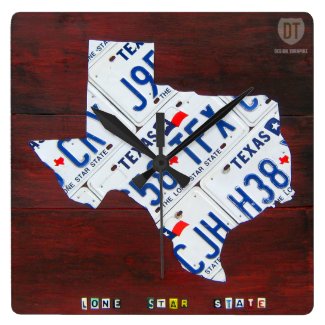 Texas License Plate Map Clock