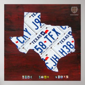 Texas License Plate Map Print